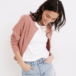 NWT Madewell Cotton Broadway Cardigan Sweater in Marbled Rose XS